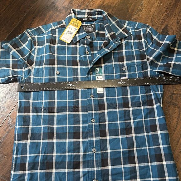 NWT Carhartt Men’s Rugged Flex Relaxed Fit SS Button Down Shirt Blue Plaid Small - Picture 7 of 7